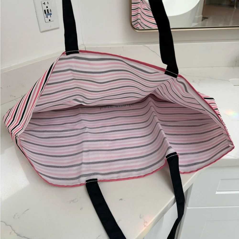 kate spade Black and Pink Striped Tote - Picture 2 of 2